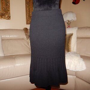 Mint St.John Collection By Marie Grey Knit Black A-Line Semi Pleated Skirt 8